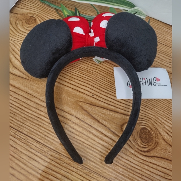 Mouse Ears Party Headband With Red Polka Dot Bow - Picture 5 of 6